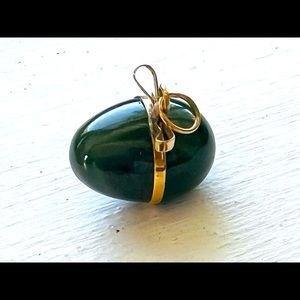 Nephrite jade and 14k ribbon egg pendant
